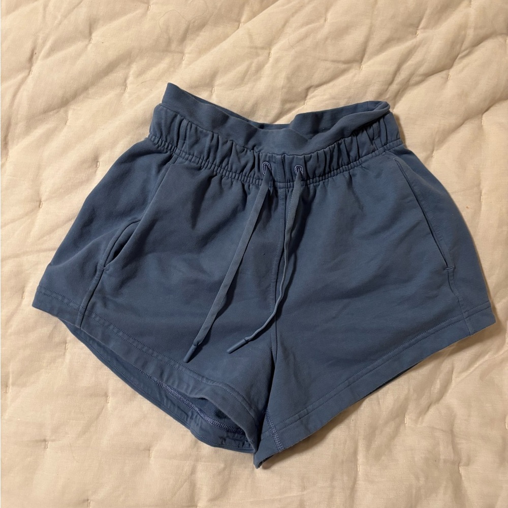 Lange Blue Athletic Shorts Elastic Waist Lightweight